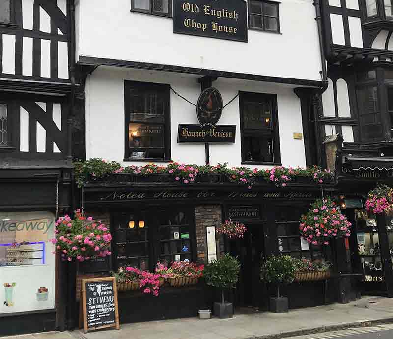 Traditional English pub exterior.